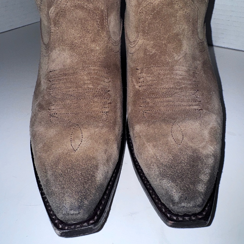 Tecovas The Sadie Toasted Almond Suede Western Boots 7 - Picture 4 of 6